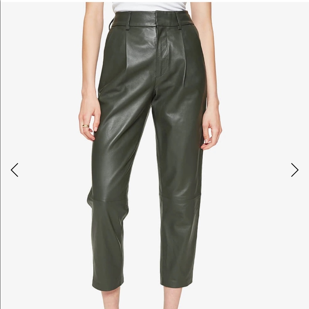 Anine Bing Becky Leather Trouser in Green